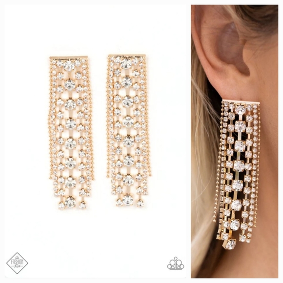 STARRY STREAMERS GOLD EARRINGS - Picture 1 of 1